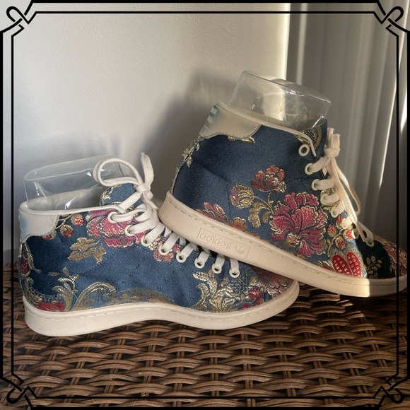 Rare Pharrell Williams X Adidas Stan Smith Mid Jacquard Floral Hi’s - Picture 5 of 10